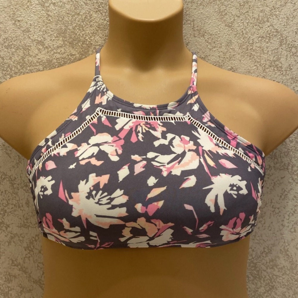 Xhilaration Pink and White Bikini Top